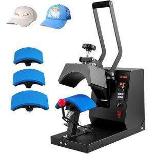 VEVOR 4-in-1 Hat Heat Press, 6x3inches Heating Platen Cap Heat Press Machine, Sublimation Transfer Hats Caps, LCD Digital Control with Four Replaceable Heating Pads (6×3/6.7×2.7/6.7×3.8/8.1×3.5)