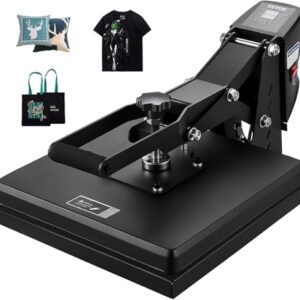 VEVOR Heat Press, 15×15 Power Heat Press Machine, Fast Heating, High Pressure Heat Press Machine for T-Shirt, Digital Industrial Sublimation Printer for Heat Transfer Vinyl, Easy to Use, Black