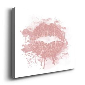 Renditions Gallery Wall Art, Wall Décor Canvas, Animals, Flowers, Coastal, Geometric, and Vibrant Colors, Ready to Hang – Rose Gold Lips 32X48 WC22-42179 Art 42179