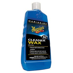 Meguiar’s Marine/RV Once Step Cleaner Wax M5016 – Professional-Grade Marine Wax and RV Wax that Cleans, Polishes and Adds Wax Protection for a Long-Lasting Shine – Restores Color and Gloss, 16 Oz