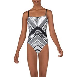 Kenneth Cole New York Women’s Standard Bandeau One Piece Swimsuit, Multi//Suit and Tie, L