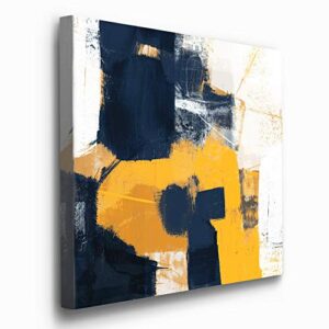 Renditions Gallery Wall Art, Wall Decor Canvas, Classic, Geometric, Abstract, Transitional, & Country Chic, Ready to Hang – Navy Gold II 32X32 WC21-168213Z Art 168213z