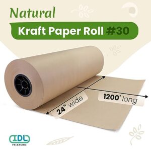 IDL Packaging Large Brown Kraft Paper Roll 24″ x 1200 feet (14400 inches) Natural Kraft Wrapping Paper for Packing – Perfect Kraft Paper for Void Filling – Kraft Paper for Kids Art Projects