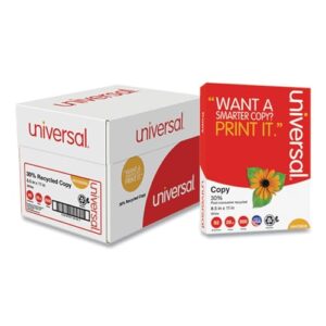 Universal 30% Recycled Copy Paper, 92 Bright, 20 lb., 8.5 x 11, White, 500 Sheets/Ream, 5 Reams/Carton (UNV200305)