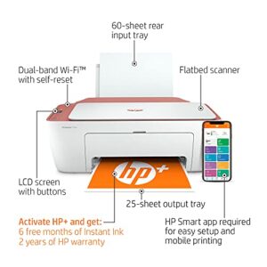 HP DeskJet 2752e Wireless All-in-One Instant Ink Ready Color Inkjet Printer, Black – Print Scan Copy – WiFi, Bluetooth, USB Connectivity, Icon LCD Display, 1200 x 1200 dpi, Cbmou External Webcam