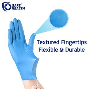 Safe Health Nitrile Exam Disposable Gloves, Latex Free, Powder Free, Blue, Case of 1000, Large, Textured, 3.5 mil, Medical Grade, Food, Tattoo, Nursing, Cleaning, School
