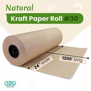 IDL Packaging Large Brown Kraft Paper Roll 24″ x 1200 feet (14400 inches) – Natural Unbleached, Uncoated Kraft Paper – Perfect Packaging Wrapping Kraft Paper – Old-Fashioned Gift Wrapping Paper