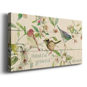 Renditions Gallery Color Wall Art, Wall Decor Canvas, Beaches, Floral, Animals, Southwestern, & Vintage Styles, Ready to Hang -Grateful Thankful Blessed Birds 20X40 WC12-41940-2040 Art 41940