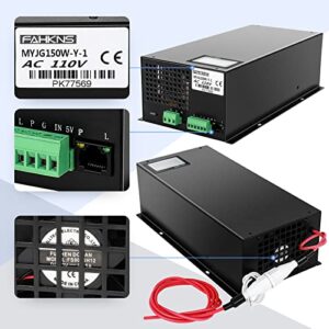 FAHKNS 150W Laser Power Supply for CO2 Laser Tubes, Laser Engraver Power Supply for 110V Laser Engraver Cutter Engraving Machine MYJG-150W Monitor 110V