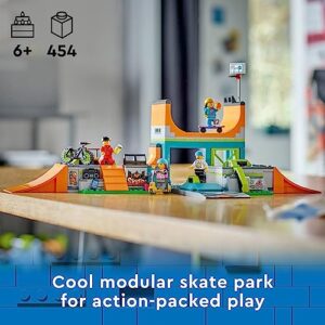 LEGO My City Street Skate Park Building Toy Set, Includes a Skateboard, BMX Bike, Scooter and in-line Skates, Plus 4 Minifigures for Pretend Play, Fun Gift for Kids and Skating Fans, 60364
