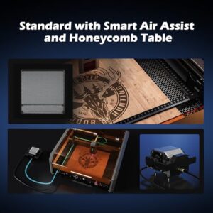 Genmitsu L8 Laser Engraver, 40000mm/min All-in-one Laser Engraving Machine, 20W Power Output Laser Cutter Built-in Acrylic Enclosure with Vent, Air Assist Pump, Honeycomb, Camera, Laser Safety Class 1