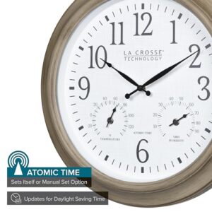 La Crosse Technology 404-18027-INT 18-inch Indoor/Outdoor Tan Atomic Analog Wall Clock
