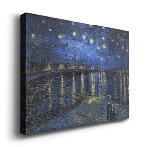 Renditions Gallery Starry Night Over The Rhone by Vincent Van Gogh printed, Famous Painting Reproduction, Premium Gallery Wrapped Canvas, Ready to Hang, 36 in H x 48 in W, Made in America Print