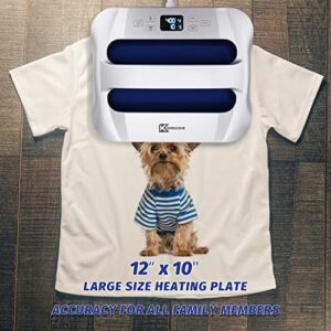 Heat Press Machine 12″ x 10″ Portable Easy Press Heat Transfer for T-Shirts and HTV Vinyl Projects, Silver & Old Glory Blue