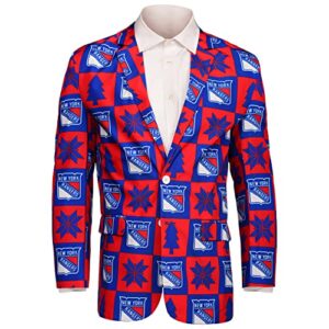 FOCO New York Rangers Patches Ugly Business Jacket – Mens Size 46