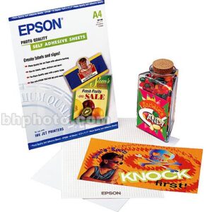 Epson Photo Quality Self-adhesive Sheets (8.3×11.7 Inches, 10 Sheets) (S041106),White