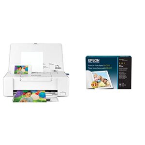 Epson PictureMate PM-400 Wireless Compact Color Photo Printer & S041727 Premium Photo Paper, 68 lbs., High-Gloss, 4 x 6 (Pack of 100 Sheets),White