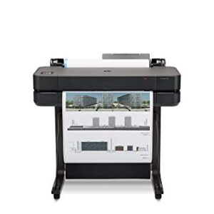HP DesignJet T630 Large Format Wireless Plotter Color Printer – 24″, with Auto Sheet Feeder, Media Bin & Stand (5HB09A),Black