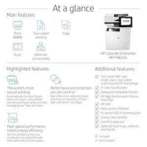 HP LaserJet Enterprise MFP M635h Monochrome All-in-One Printer with built-in Ethernet & 2-sided printing (7PS97A), White