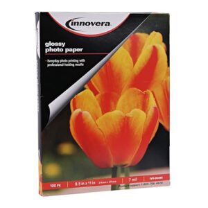 Innovera Glossy Photo Paper, 8-1/2 x 11 Inches, 100 Sheets/Pack (IVR99490)