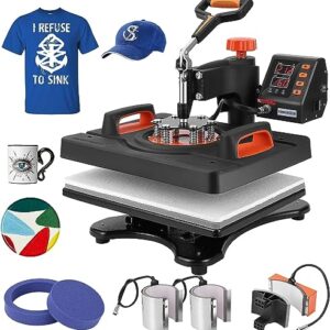 KIMORE Heat Press Machine 6 in 1 Combo 12×15 Inch 360°Swing Away Digital T Shirt Pressing Machine, 800W Heat Printing Machine for T-Shirt Mug Hats Plate Cap Mouse Pad
