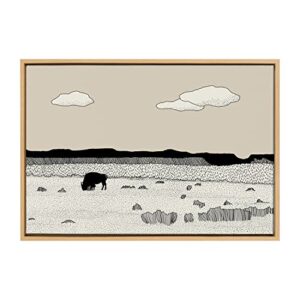 Kate and Laurel Sylvie Aztec 1 Framed Canvas Wall Art by Jake Goossen, 23×33 Natural, Decorative Illustrated Landscape Art for Wall
