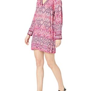 La Blanca Women’s V-Neck Tunic Cover Up Dress, Pink//The Idealist, L