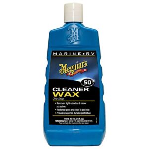 Meguiar’s Marine/RV Once Step Cleaner Wax M5016 – Professional-Grade Marine Wax and RV Wax that Cleans, Polishes and Adds Wax Protection for a Long-Lasting Shine – Restores Color and Gloss, 16 Oz