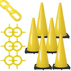 Mr. Chain Traffic Cone and Chain Kit, Yellow, 28-Inch Height (93202-6)