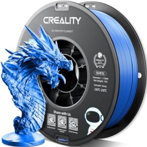 Official Creality PETG 3D Printer Filament 1.75mm 1KG (2.2lbs), High Precision Strong Toughness, Odorless Better Flow Moistureproof 3D Printing Ender Filament(Digital Blue)