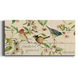 Renditions Gallery Color Wall Art, Wall Decor Canvas, Beaches, Floral, Animals, Southwestern, & Vintage Styles, Ready to Hang -Grateful Thankful Blessed Birds 20X40 WC12-41940-2040 Art 41940