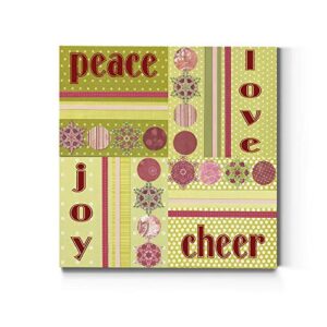 Renditions Gallery Peace Love Joy Cheer Wall Art, Christmas & Winter Artwork, Colorful, Great Gift Idea for Her, Premium Gallery Wrapped Canvas Decor, Ready to Hang, 32 in H x 32 in W, Made in America