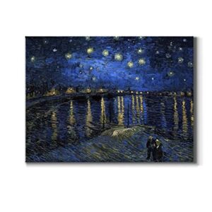 Renditions Gallery Starry Night Over The Rhone by Vincent Van Gogh printed, Famous Painting Reproduction, Premium Gallery Wrapped Canvas, Ready to Hang, 36 in H x 48 in W, Made in America Print