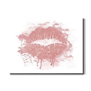 Renditions Gallery Wall Art, Wall Décor Canvas, Animals, Flowers, Coastal, Geometric, and Vibrant Colors, Ready to Hang – Rose Gold Lips 32X48 WC22-42179 Art 42179