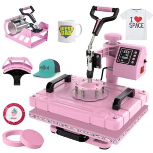 Slendor 5 in 1 Heat Press Machine 12×15 Inch T-Shirt Pressing Machine 360° Swing Away Sublimation Heat Press Digital Heat Transfer with 11OZ Tumbler Press, Multifunction Combo for Hat Cap Mug Plate