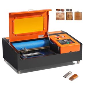 VEVOR 40W Desktop CO2 Laser Engraver, 12 x 8 in, 11.8 IPS Laser Cutter Machine with Water-Cooled Laser Tube, Compatible with CorelDRAW, Windows XP 7 8 10, EMF, JPG, PLT, WMF, for Wood Acrylic Fabric