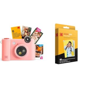 KODAK Smile+ 2-in-1 Digital Instant Print Camera & Wireless Bluetooth Photo Printer + KODAK 2″x3″ Premium Photo Paper (50 Sheets)