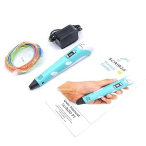 SCRIB3D P1 3D Printing Pen with Display – Includes 3D Pen, 3 Starter Colors of PLA Filament, Stencil Book + Project Guide, and Charger