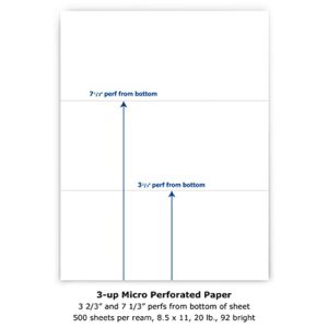 PrintWorks Professional Paper, 8.5 x 11, 20 lb, 2 Horizontal Perfs 3.66″ and 7.33″, 500 Sheets, White (04120)