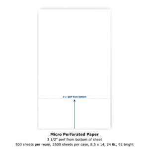 PrintWorks Professional Perforated Paper for Statements, Invoices, Gift Certificates, Coupons and More, 8.5 x 14, 24 lb, 3 1/2″ Perf, 2500 Sheets, White (04173)