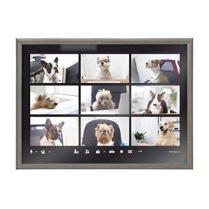 Kate and Laurel Blake Video Chat Dogs Framed Printed Glass Wall Art by The Creative Bunch Studio, 18×24 Gray, Adorable Animal Art for Wall