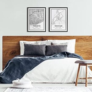Kate and Laurel Sylvie Toronto Modern Map Framed Canvas Wall Art by Jake Goossen, 18×24 Gray, Decorative Map Art for Wall