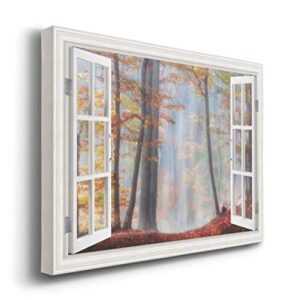 Renditions Gallery Autumn Forest Open Window Wall Art, Colorful Fall Scene, Realistic Tree Artwork, Premium Gallery Wrapped Canvas Decor, 24 in Hx36 in W, Made in America Print (AZS-WC17-40441W-R-MK)