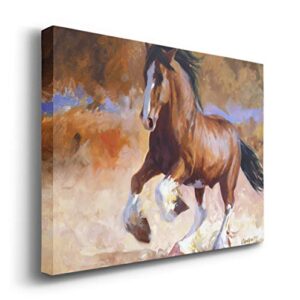 Renditions Gallery Galloping Horse Wall Art, Clydesdale, Colorful Artwork for a Tween Girl’s Bedroom, Premium Gallery Wrapped Canvas Decor, Ready to Hang, 18 In H x 27 In W, Made in America Print