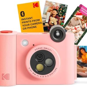 KODAK Smile+ 2-in-1 Digital Instant Print Camera & Wireless Bluetooth Photo Printer + KODAK 2″x3″ Premium Photo Paper (50 Sheets)