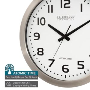 La Crosse Technology WT-3161WH 16 Inch Stainless Steel White Dial Atomic Clock