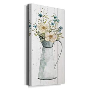 Renditions Gallery Neutral Color Wall Art, Wall Décor Canvas, Beaches, Floral, Animals, Southwestern, & Vintage Styles, Ready to Hang -Farmhouse Flower Bouquet II 20X40, Art 43017, (WC12-43017-R)