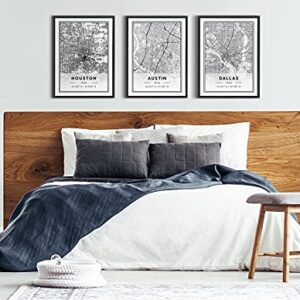 Kate and Laurel Sylvie Austin Modern Map Framed Canvas Wall Art by Jake Goossen, 18×24 Gray, Decorative Map Art for Wall