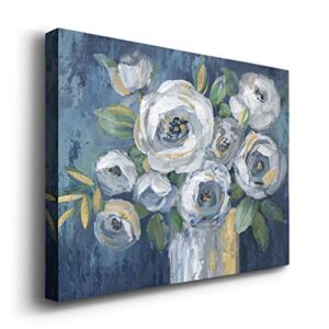 Renditions Gallery Indigo Touch of Gold Wall Art, Premium Gallery Wrapped Canvas, Ready to Hang, 24 in H x 36 in W, Made in America Print