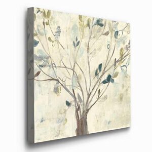 Renditions Gallery Square Canvas Wall Art: Neutral Coastal, Multicolor Nature, Modern Landscape Abstract Wall Art for Home & Office – Trees of Blue II 32×32